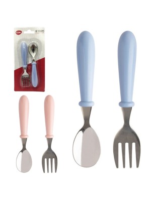 COLHER E GARFO KIT PLASTICO E AÇO INOX 2PÇS UN. CLINK