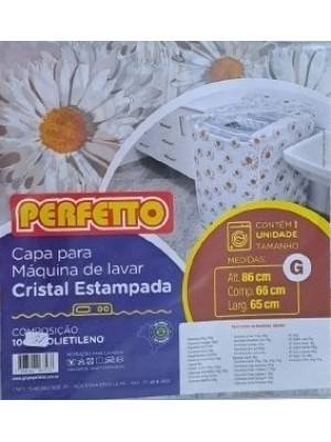 CAPA P/ MAQUINA DE LAVAR CRISTAL ESTAMPADA TAM. G 86X66X65CM UN.