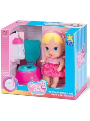 Boneca Bebe Little Dolls Faz Xixi Alive Menina com Penico e Mamadeira