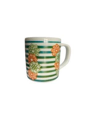 CANECA 300ML FLORES FAIXA UN. TERRAMADA