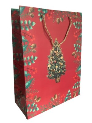 SACOLA DE PRESENTE NATALINA 28X37X12CM UN. MULTIART