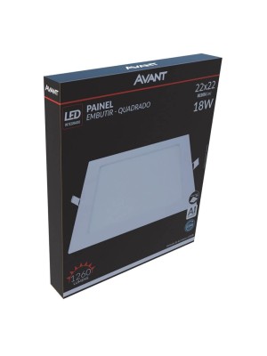 PAINEL DE EMBUTIR LED QUADRADO 22X22CM 6500K 18W 858101378 UN. AVANT
