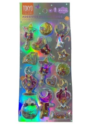 ADESIVOS DECORATIVOS C/14PCS EM POLICLORETO DE VINILA UN. MULTIART