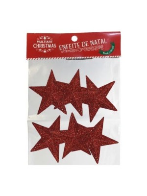 ENFEITE ESTRELA DE NATAL 7,5X7CM CARTELA C/6 PCS UN. MULTIART