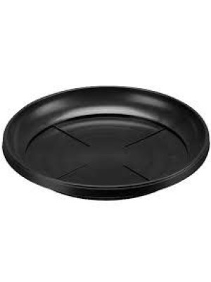 Prato de Vaso Extra G Redondo Preto em Plástico Reforçado – Base de Proteção para Vasos Grandes em Jardins, Varandas e Áreas Internas