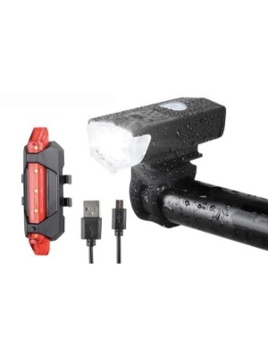 LANTERNA E FAROL RECARREGAVEL DE BICICLETA KIT C/2PCS