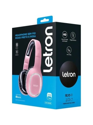 FONE DE OUVIDO SEM FIO MOOD PRETO E ROSA STEREO BLUETOOTH DRIVER 40MM LETRON UN.