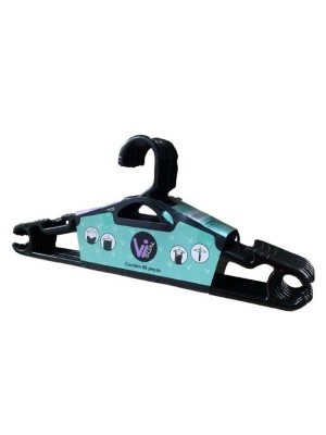 Conjunto 8 Cabides Napoli Preto Adulto 38cm Adulto Visual  Reforçado  Guarda-Roupa  Organização