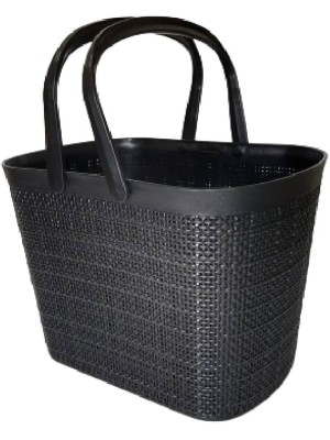 CESTO ECO JUTA C/ ALCA PRETO 25,3X17,5X17,5CM UN.