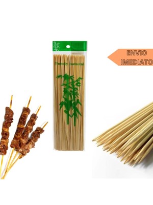 Espeto de Bambu 3x30cm com 80 Peças Natural para Churrasquinho, Petiscos e Sobremesas – Sustentável e Biodegradável