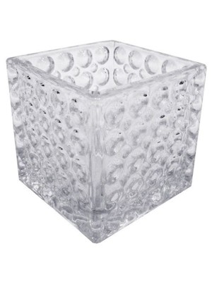 VASO DE VIDRO QUADRADO 8X8CM UN.