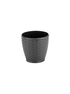 Vaso Rattan Redondo M3 Preto – Decoração Sofisticada para Casa e Jardim