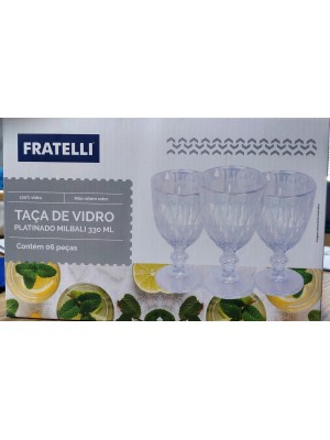 Taça de Vidro Furtacor Milbali 330ml Kit com 6 Peças para Água, Vinho e Drinks – Design Lapidado Iridescente e Alta Durabilidade