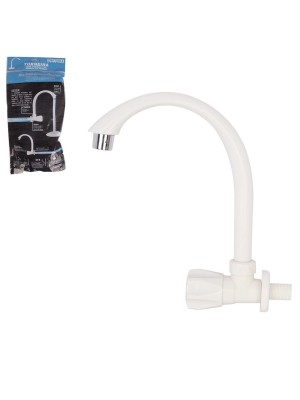 TORNEIRA P/COZINHA PVC BRANCA DE PAREDE 26X12,5X5CM UN.