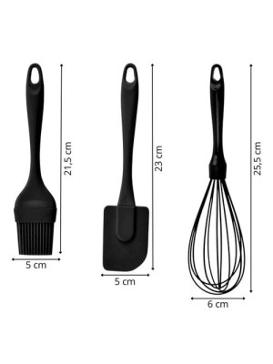 UTENSILIOS KIT C/3PCS CONFEITEIRO DE SILICONE PRETO UN. 