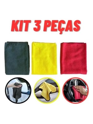 FLANELA DE MICROFIBRA 30X30CM KIT C/3PCS UN.