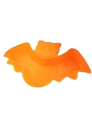 Petisqueira Morcego 28,5x19cm Laranja – Prato Decorativo Halloween para Servir Doces, Balas, Salgados e Petiscos em Festas Temáticas