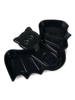 Petisqueira Morcego 28,5x19cm Preta – Prato Decorativo Halloween para Servir Doces, Salgados e Petiscos em Festas Temáticas