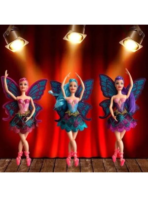 Boneca Fada Estilo Bailarina Com Asas + Pente Varias Cores