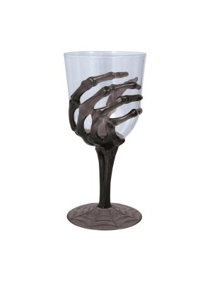 Taça Mão Esqueleto 18x8cm Preta – Copo Decorativo Halloween para Bebidas, Festas Temáticas e Decoração Assustadora
