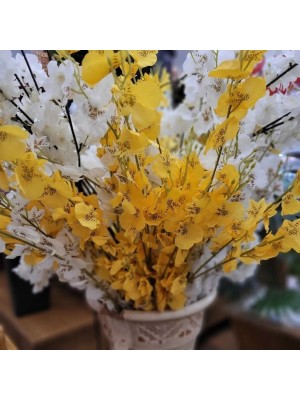 Haste de Orquídea Amarela Flores e Plantas Artificiais Jardinagem Decorativa