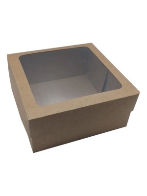 Caixa Multiuso com Visor Papel Kraft 33x24x14cm Visor de Acetato