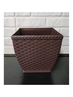 Vaso Cachepô Rattan Quadrado Médio Coffee 13L Elegante e Resistente