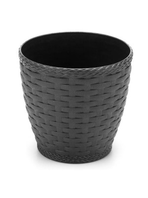 Vaso Rattan Redondo M3 Preto – Decoração Sofisticada para Casa e Jardim