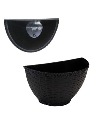 Vaso de Parede Rattan Preto 850ml – Decoração e Jardim Vertical