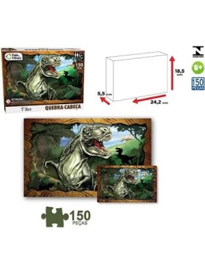Quebra-Cabeça T-Rex 150 Peças Pais & Filhos Infantil Educativo