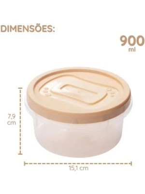 Pote Plástico Redondo Plasútil 900ml  Linha Clic Vedação