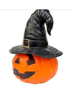 Abóbora Bruxa Laranja Decoração de Halloween Enfeite Temático Festa Assustadora