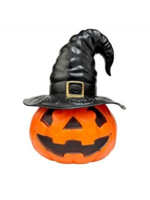 Abóbora Bruxa Laranja Decoração de Halloween Enfeite Temático Festa Assustadora