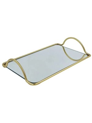 Bandeja Decorativa com Espelho 25x17cm Compacta Elegante e Versátil para Organizar Perfumes Joias Cosméticos e Decorar Ambientes com Sofisticação