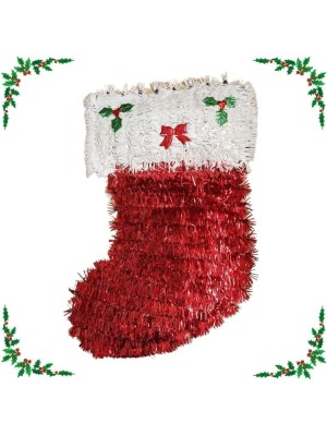 Enfeite Bota Papai Noel Decorativo de Natal 20x32cm Ideal para Portas, Árvores, Lareiras, Presentes, Lembrancinhas e Decoração Festiva