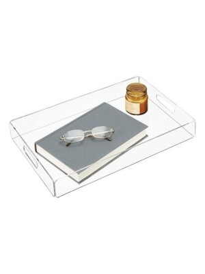 Bandeja Acrílica 36x26cm Retangular Transparente Multiuso para Servir, Organizar e Decorar Ambientes