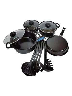 Jogo de Panelas 13 Peças Y888 com Revestimento Antiaderente e Tampas de Vidro para Cozinha Completa