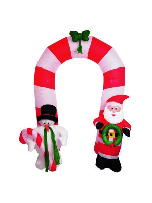 Inflável Arco Papai Noel e Boneco de Neve 250cm com Iluminação LED Automática Decorativo para Natal Festas Entradas Lojas Shoppings