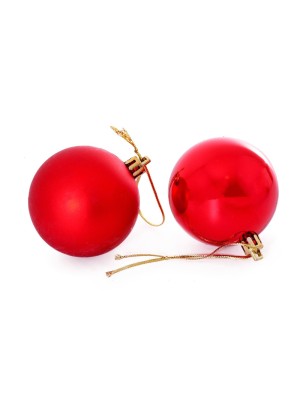 Kit Bola de Natal Vermelha 4cm C/12 Unidades Mista em Tubo para Decoração de Árvores e Enfeites Natalinos