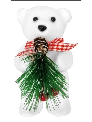 Urso Branco Natalino em Isopor 11cm – Enfeite Decorativo para Árvore de Natal, Guirlandas e Arranjos