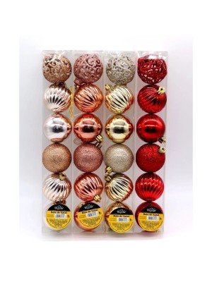 Kit Bola de Natal 6cm C/6 Peças Sortidas – Enfeites Natalinos Coloridos em Plástico Leve e Brilhante