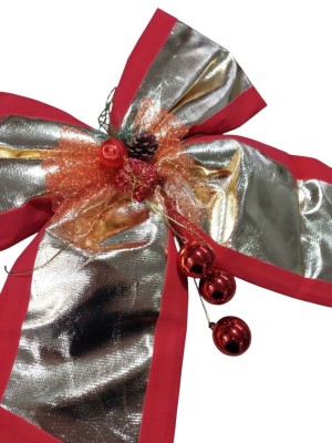 Laço de Natal 1PC 42x43cm Anaso – Laço Vermelho Grande Decorativo para Árvore, Porta, Guirlanda e Presente Natalino