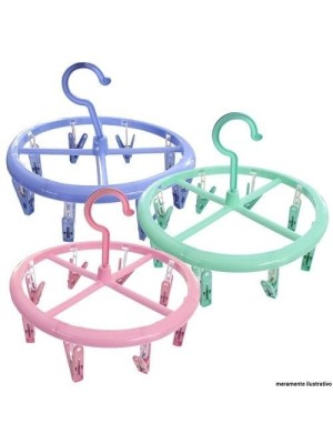 Varal Íntimo Redondo 35cm com 16 Prendedoresl Compacto em Plástico Resistente para Roupas Delicadas Meias e Lingerie