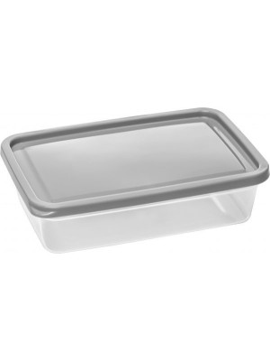 Organizador Retangular Slim 1,4L com Tampa Cinza – Pote Plástico Transparente, Ideal para Geladeira, Despensa, Armários e Organização Doméstica