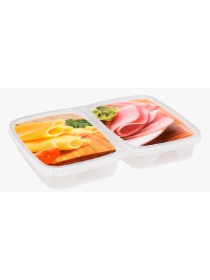 Porta Frios Decorado 24x17cm Transparente com Tampa Estampada para Queijo e Presunto – Organização e Conservação de Alimentos