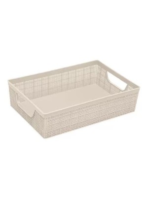 Cesta Juta 2L Cru com Alças Laterais para Organização – Cesta Plástica Decorativa para Banheiro, Quarto, Escritório e Cozinha