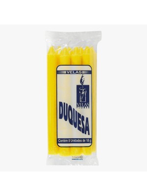 Vela Duquesa Amarela 18g com 8 Unidades – Velas Tradicionais para Uso Religioso, Decoração e Emergências