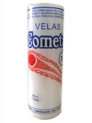 Vela Votiva Cometa 7 Dias 265g Branca 50mm – Vela Religiosa de Longa Duração para Paz, Proteção e Harmonia Espiritual