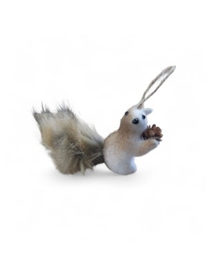 Enfeite Esquilo de Isopor 7x12cm com Pinha – Decoração Natalina e Temática