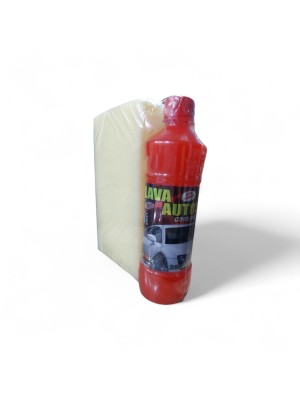 Kit Automotivo 3 em 1 Lava Autos com Cera Brilha Pneu e Esponja para Limpeza e Brilho do Veículo